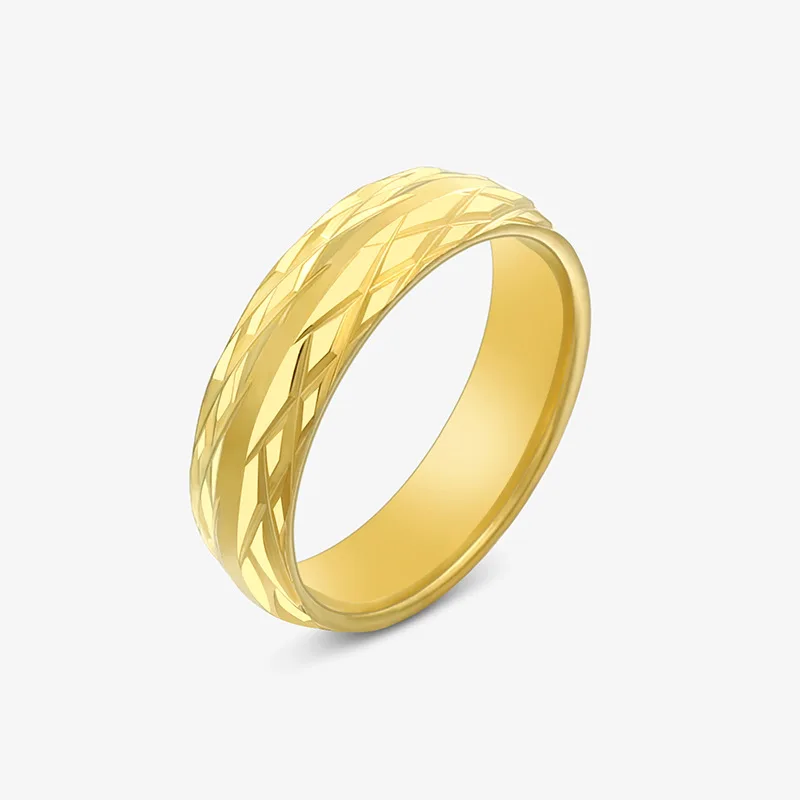 6mm Pattern Stainless Steel Wedding Rings For Men Women gold color rings couples rings stainless steel ring finger ring gold color ring wedding rings wedding ring