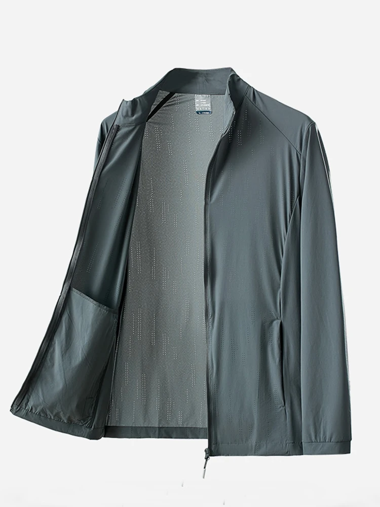 

Summer UPF 40+ UV Proof Men Skin Coats Stand Collar Breathable Light&Thin CoolSunscreen ClothingCasual Jackets Plus Size 8XL