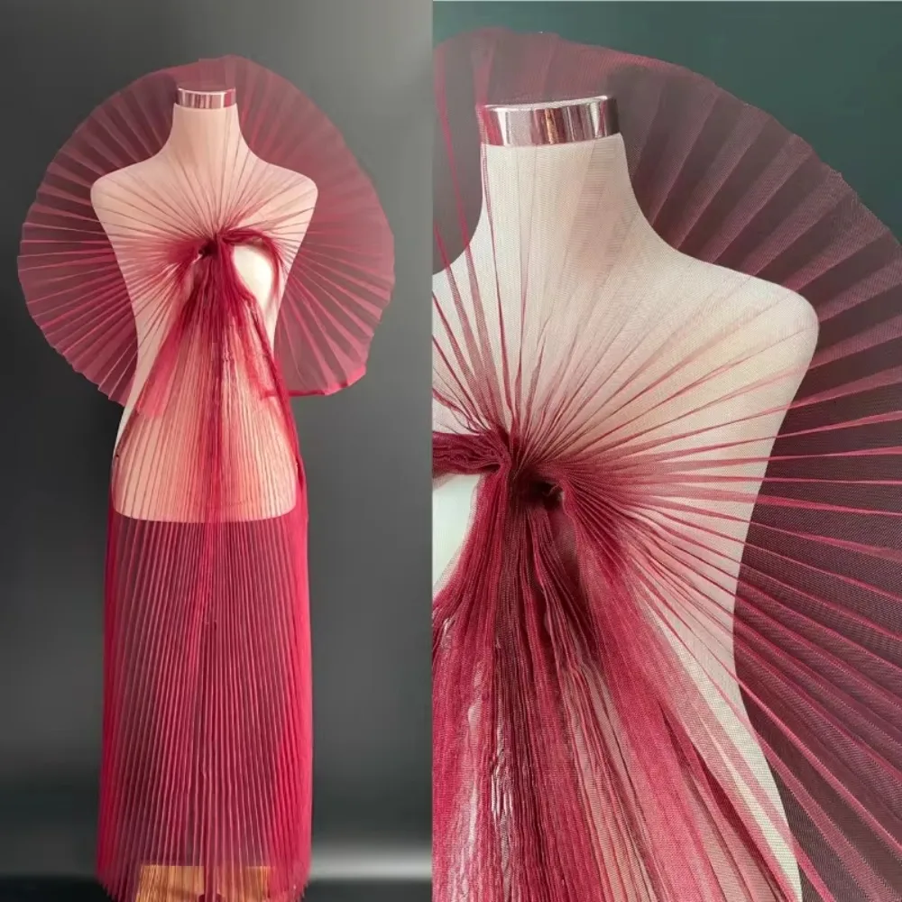 1 Yard Pleated Hard Mesh Fabric Crushed Fashion Stylist Cloth for Apparel Sewing By The Meter Diy Material