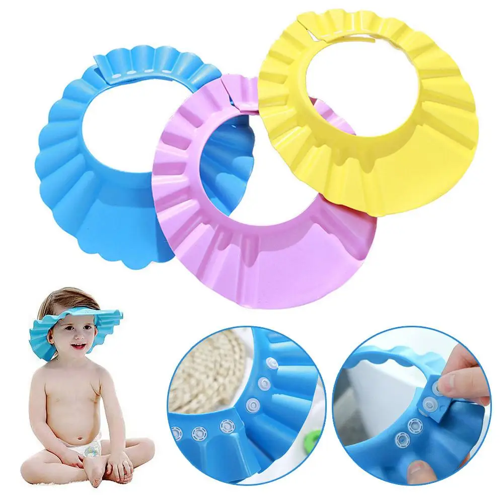 

New Baby Shower Cap Children Safe Bath Bathing Shampoo Caps Wash Hair Adjustable Elastic For Kids Shower Cap Z7T2