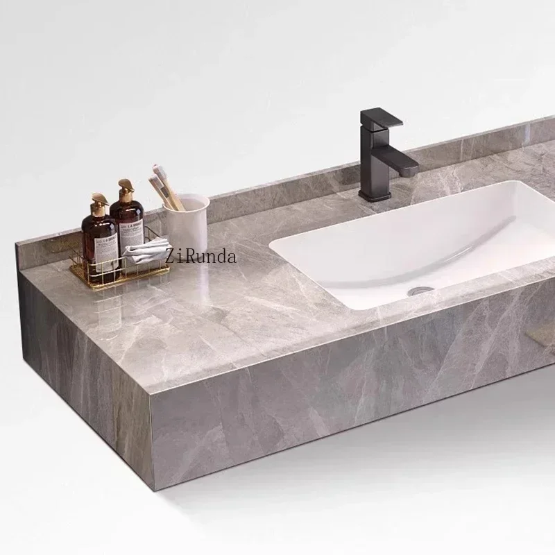 Hotel Smart Bathroom Cabinet Rock Plate Ceramic Seamless Integrated Basin Mirror Cabinet Fashion Simple Furniture Шкафы FYBC