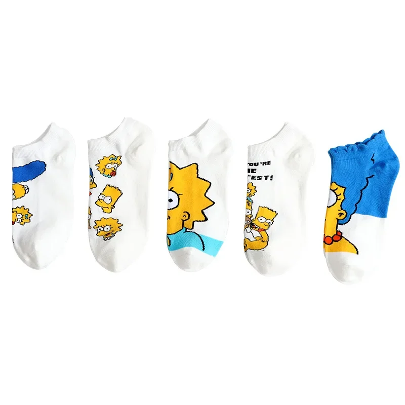36 Style Cartoon The Simpsons Anime Socks Women Combed Cotton Happy Funny Casual Couples Short Socks