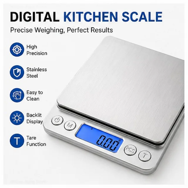 1 PC High Precision Digital Kitchen Scale Electronic Food Coffee Weighing Tool Accurate Measuring Scale for Baking Cooking Use 2