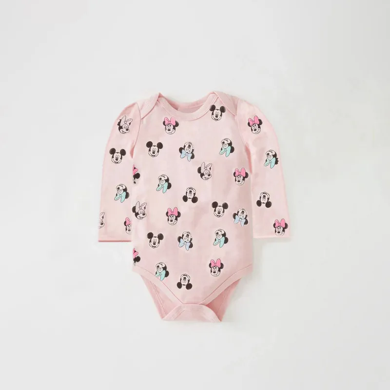 Lovely Minnie Long Sleeve Romper for Baby Girl Cotton Mickey Mouse Printed Jumpsuit Baby Boy Clothes 3