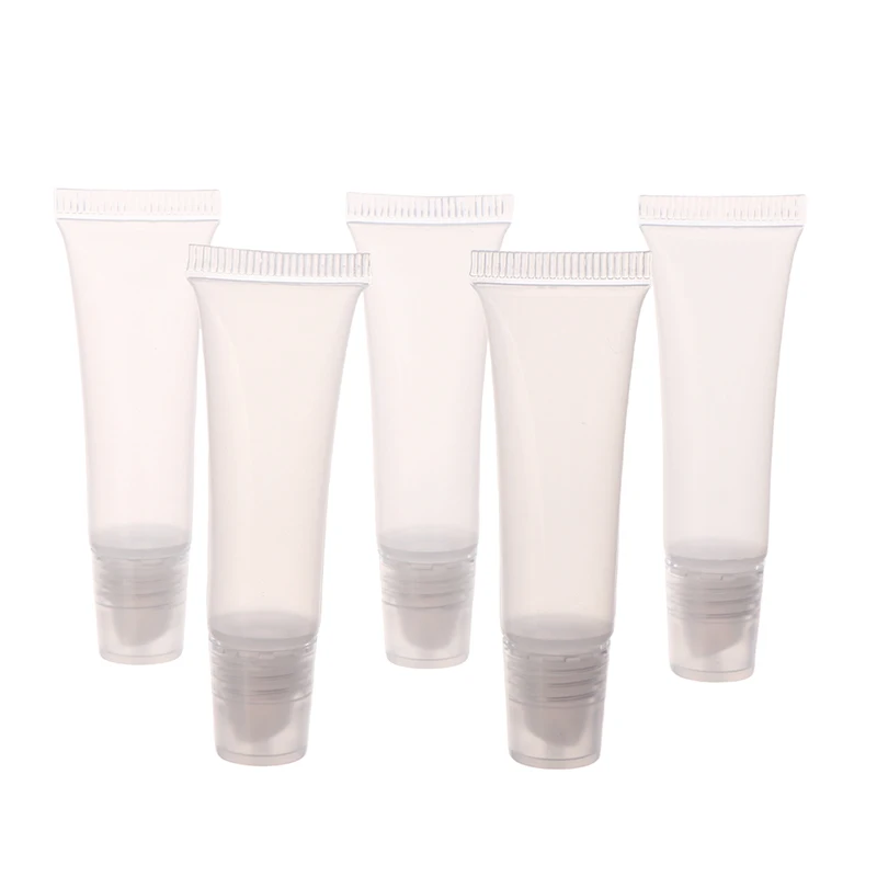 5/10Pcs 5ml Travel Portable Empty Lip Gloss Tubes Lipstick Tube Lip Balm Soft Tube Makeup Squeeze Clear Container Bottle