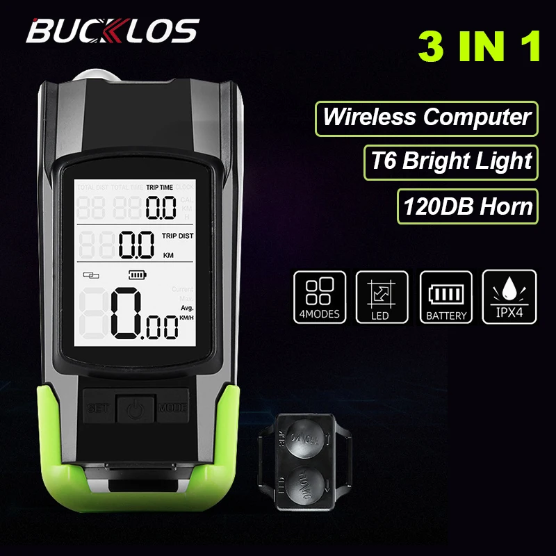 Description Picture 2 of item3 in 1 Bike Light Lamp Cycling Bicycle Computer 120DB Bike Horn Bells Multifunctional Front Flashlight MTB Road Bike Speedometer