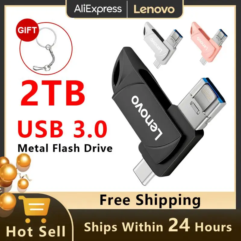 Lenovo Usb Flash Driver Usb 3.0 2Tb Ad Alta Velocità 1Tb Pendrive Type-C Otg Key Usb Stick Pen Drive Regalo Per Iphone 14 Pro/Ipad/Mac
