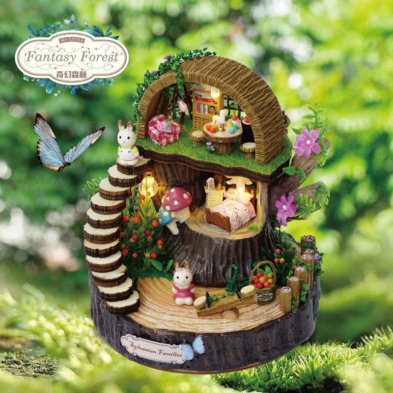 

Mini House Fantasy Forest Children's 3d Three-dimensional Puzzle Manual Diy Music Box Girl's Toy Gift