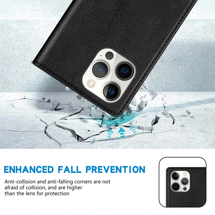 Wallet Skin Friendly Card Slot Magnetic Flip Leather Case For iPhone 17 Pro Max Air 16e 16 15 14 Plus 13 12 11 XR Card Holder