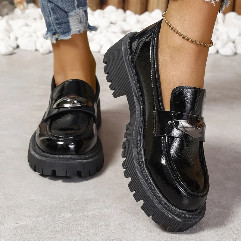 

Лоферы для женщин, новинка весны 2023, женская обувь на толстой подошве, на толстом каблуке, в британском стиле ретро, модные черные туфли