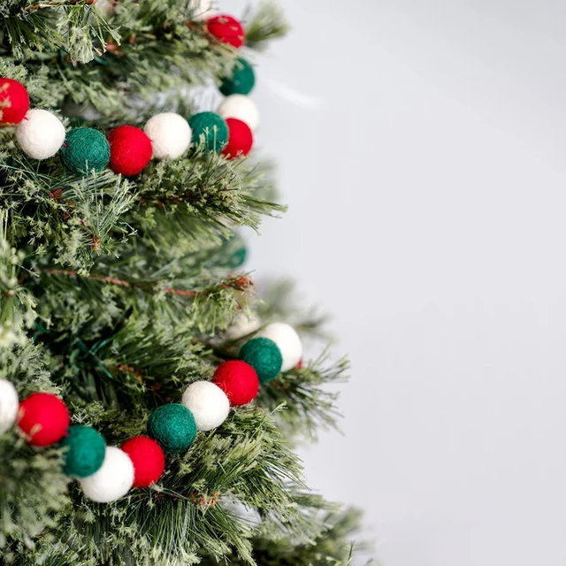 Christmas Tree Garland Christmas Felt Ball Garland Holiday -    Christmas tree garland, Christmas tree decorations, Silver christmas  decorations