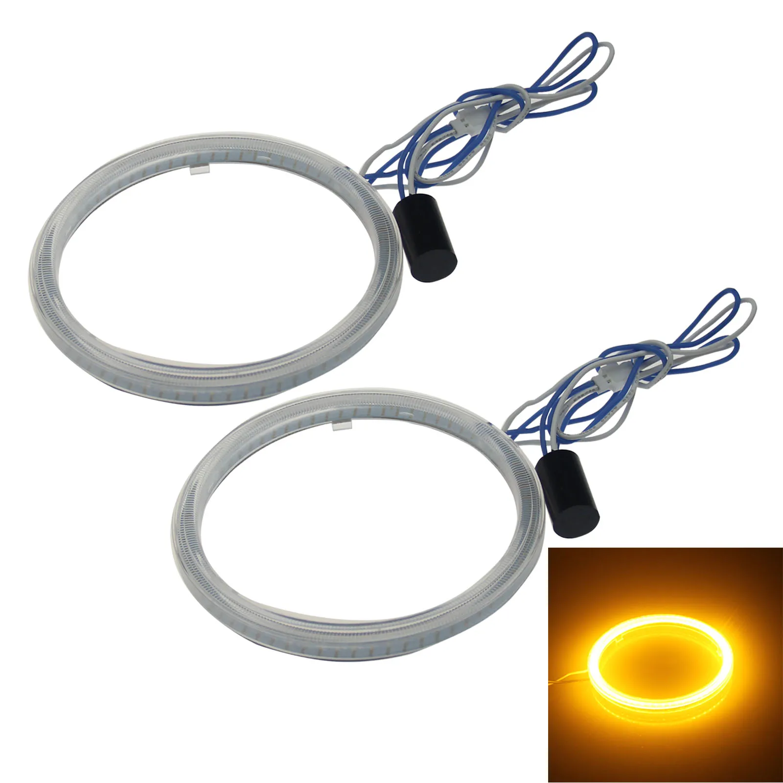 

2x желтые автомобильные кольца с ангельским глазом, фотолампа 110 мм, 1 излучатель, фотолампа Z20771