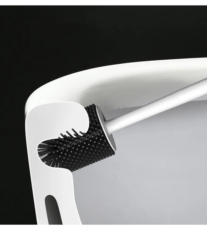Description Picture 6 of itemWhite Plastic Toilet Brush Wall Mounted With Drainable Base Long Handle Toilet Cleaning Brush For WC Bathroom Cleaning Tools