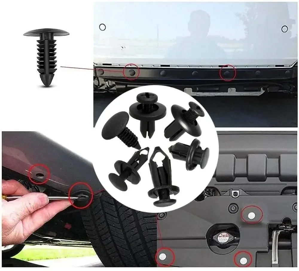 190PCS Car Retainer Clips Kit - 6 Sizes Plastic Fasteners for Auto Trim Panel, Bumper & Body Repair