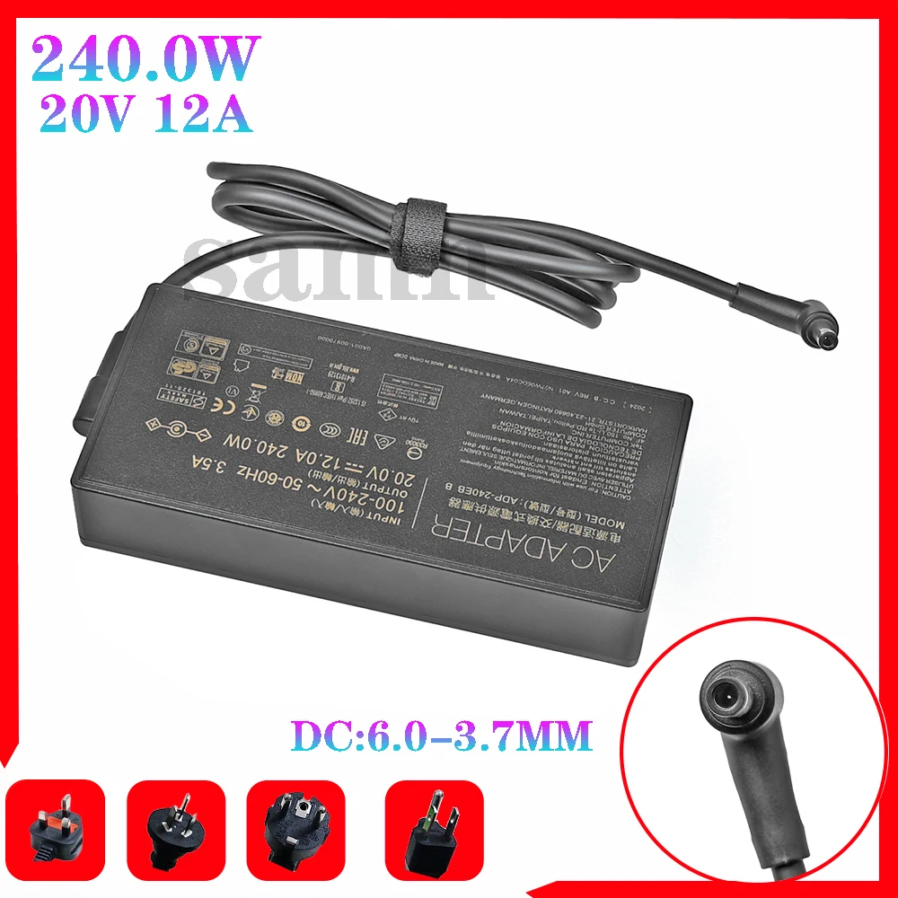240W ADP-240EB B 20V 12A Adaptador de CA Fuente de alimentación para ASUS ROG 15 GX550LXS RTX2080 S15 S17 G15 G513 GX550LXS RTX2080 G733QM G733QR G733QS QSA RTX2 Cargador para portátil
