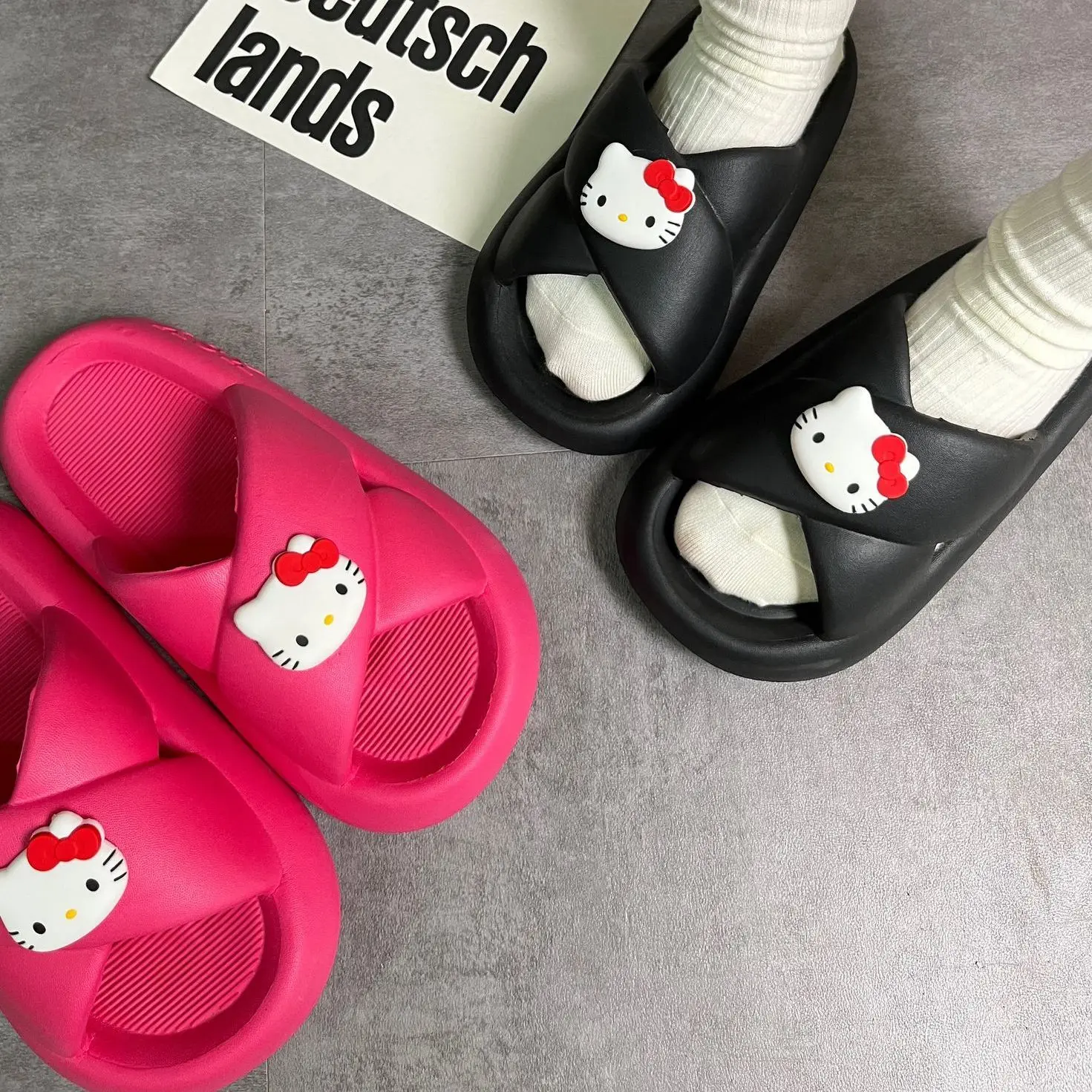 

Sanrio Hellokitty EVA Soft Slippers Summer Indoor Home Raise the Bottom Outdoor sandals cartoon fashion girls pink cool y2k