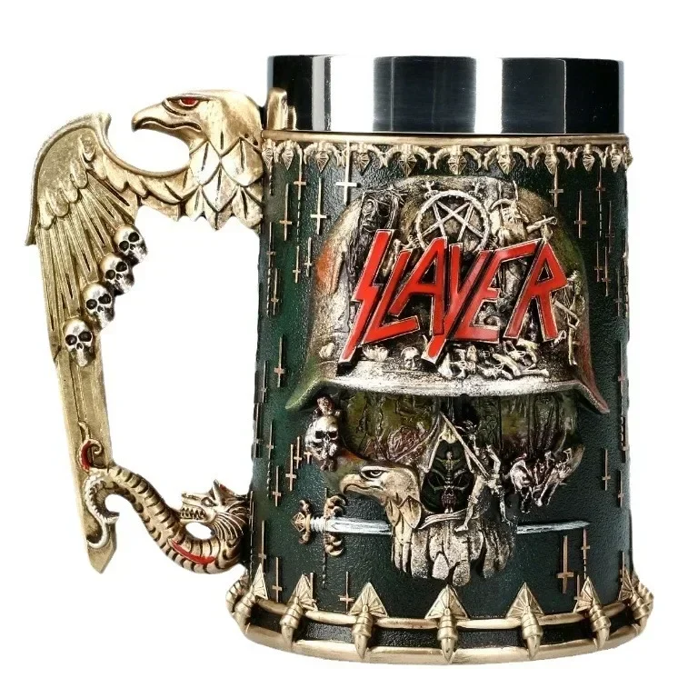 Norse Mythology 600ml Beer Mug Resin Stainless Steel Insert Stein Tankard Cups Halloween Christmas Gift Fantasy Retro Drinkware