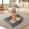 Portable Cat Litter Box Foldable Carrier for Traveling Road Trip Hotel Stays