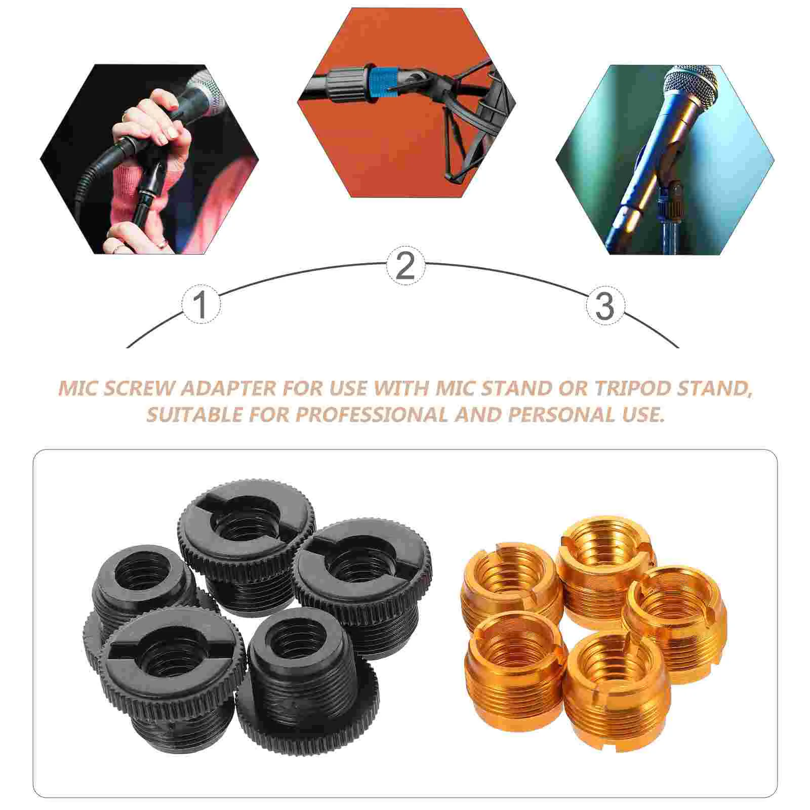 10 Pcs Microphone Mount Clip Nut Adapters Stand Monitor 2.2X2.2X1.6CM 5/8 Thread 3/8 Aluminum
