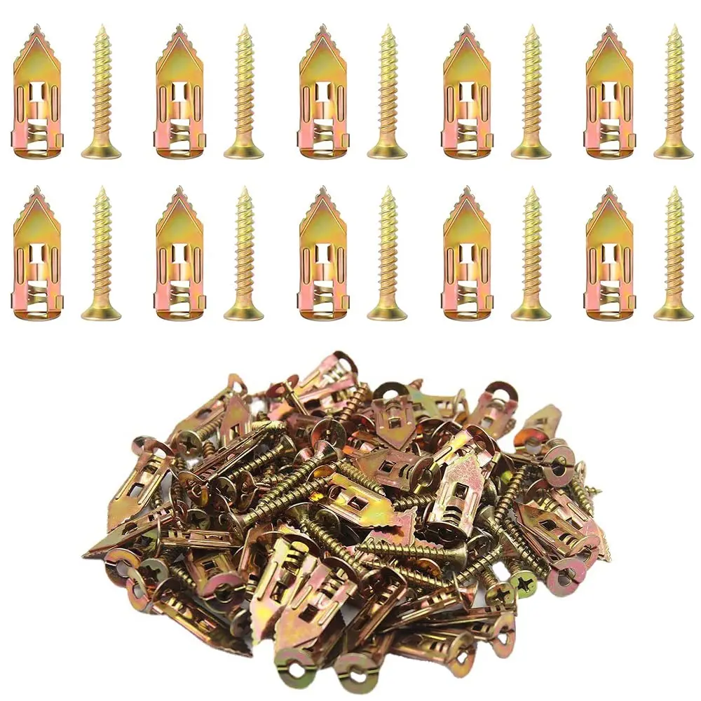 10pcs Hammer in Metal Drywall Anchors 10x30mm with Self Tapping Screws