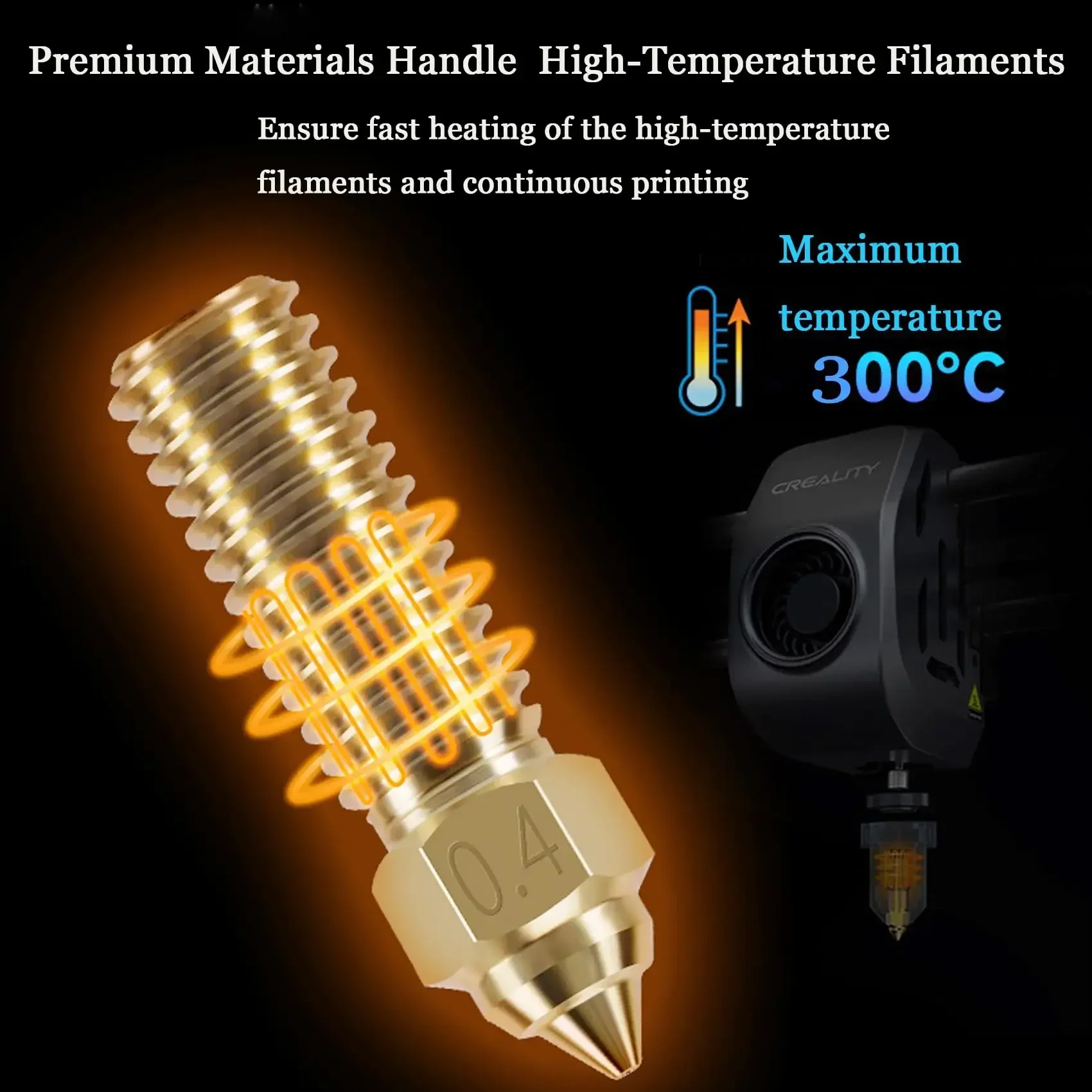 Creality K1 Max 깍지 키트 경화 강철 황동 노즐, K1/K1 Max/Ender-3 V3 KE 고속 3D 프린터용, 0.4mm 노즐 키트