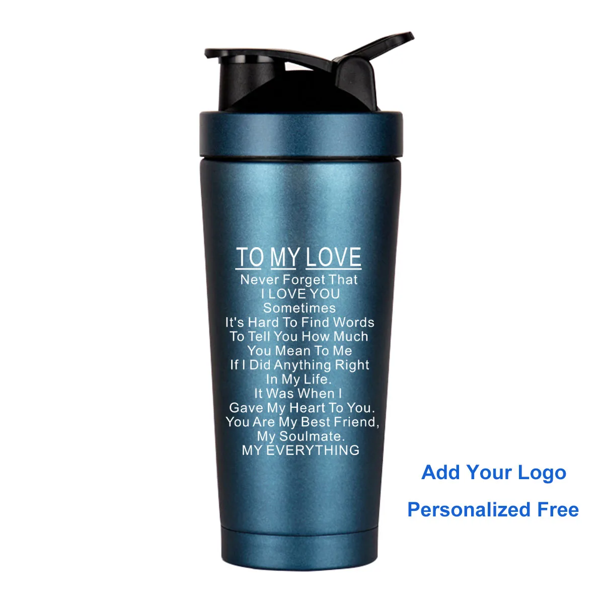 Personalized Blender Shaker Bottle with Stainless Mix Ball BPA Free