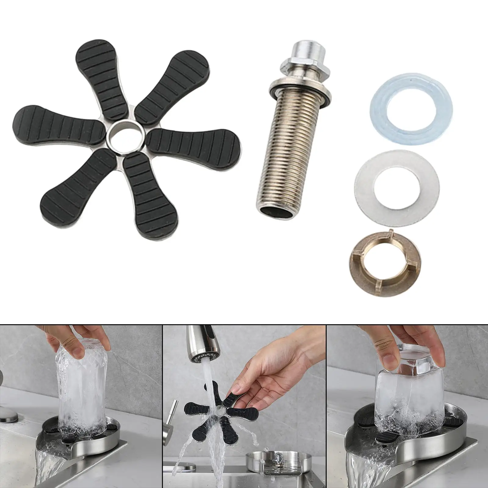 Sink Faucet Glass Rinser Accessories DIY Replacement Bottle Cup Washer Attachment Efficient Wide Application Cup Cleaner Sturdy glass cup washer
