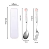 Stainless Steel Spoon and Fork Set with Storage Box Portable Tableware Cute Cat Paw Shaped Dinnerware Kit for Adults Kids School 2