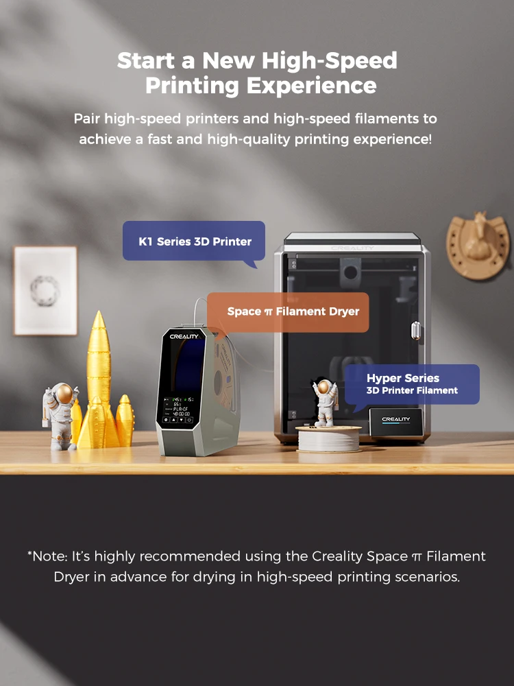 Creality Space Pi Filament Dryer Box Efficent drying Adjustable 45℃-70℃ 360° Hot-Air Heating For Creality K1 / Ender 3 V3 SE