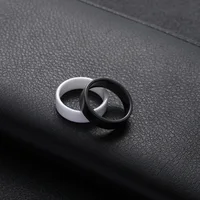 6mm Flat Black White Ceramic Rings For Women Men Minimalist Zirconia Jewelry Waterproof Simple Fashion Gift US Size 6 To 12 2