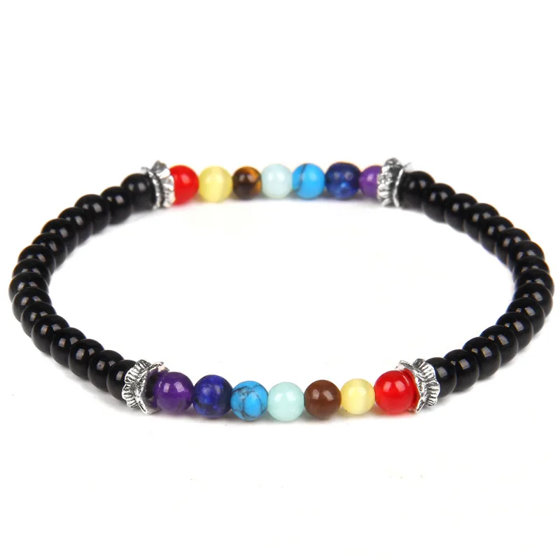 4mm Perlen Stretch-Armbänder Für Frauen Männer 7 Farbe Chakra Armband Natürliche Stein Lava Hämatit Meditation Tiny Armreifen Schmuck – Detail 5