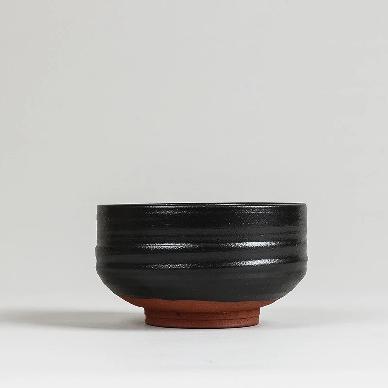

[GRANDNESS] Japanese Tea Ceremony Black Handmade Nagoya Matcha Tea Ceramic Tall Bowl Ceremony Chawan 550ml