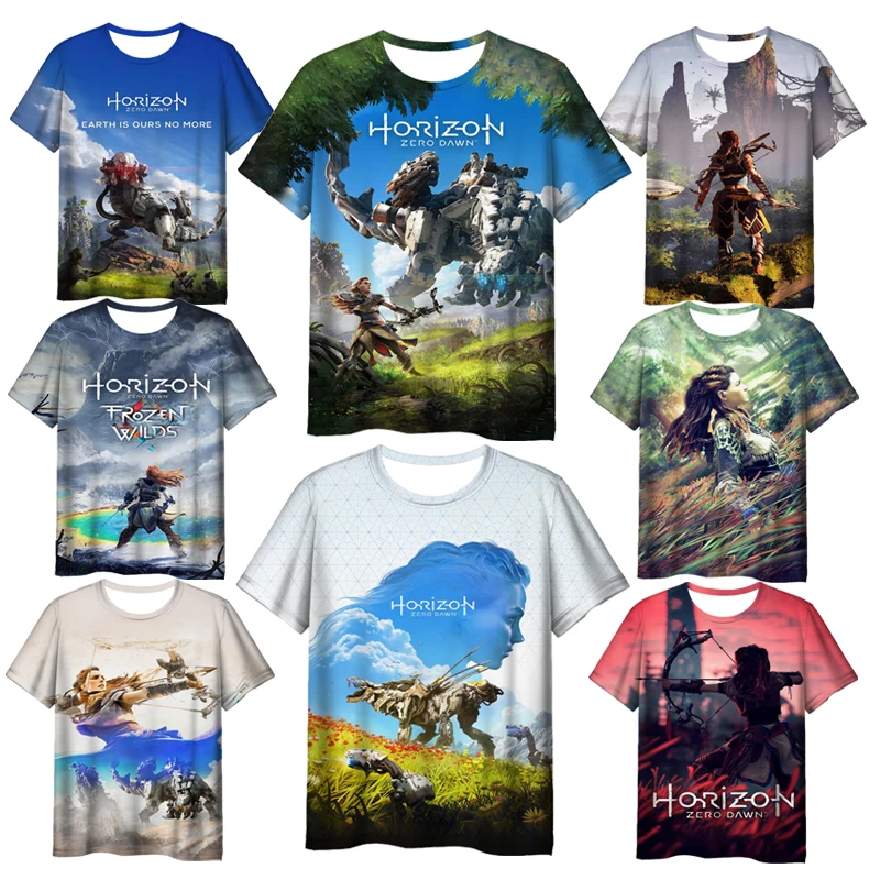 

New Horizon Forbidden West T Shirts Summer Aloy Horizon Zero Dawn Men Oversized Loose Clothes Short Sleeve O Collared Tshirt