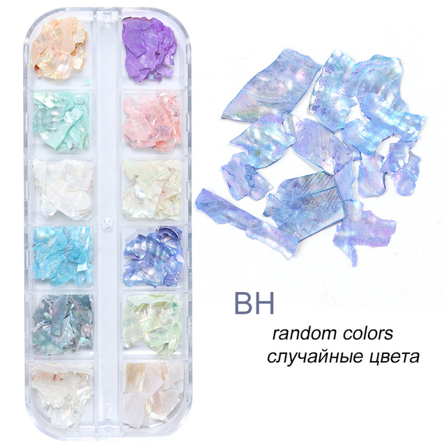 Abalone Shell Slices Nail Art Decorations 3D Broken Sea Shell Stone Flakes Aurora Charms Nails Accessories Manicure TRBY