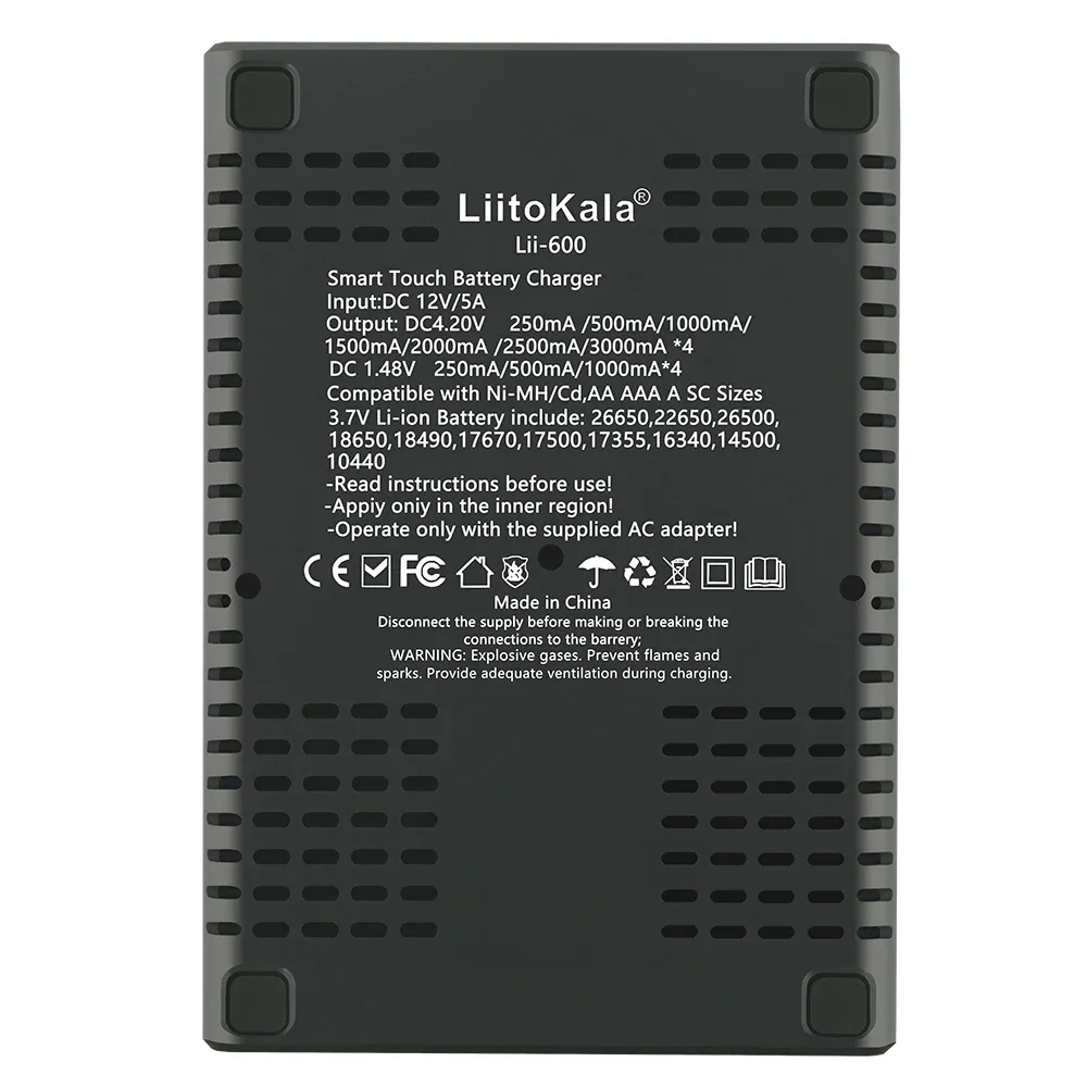 LiitoKala Lii-600 LCD 디스플레이 배터리 충전기 (3.7V 1.2V 18650 26650 21700 26700 AA AAA 호환) 차량 테스트 기능 포함