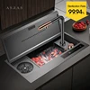 ASRAS Nanometer Handmade Flip Cover Hidden Cup Rinser Kitchen Sinks Ultrasonic Smart Purifying Bar Counter Island Sinks 1
