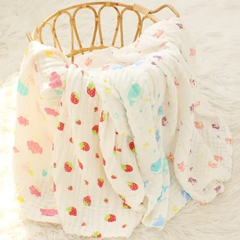 Bamboo Cotton Baby Receiving Blanket Infant Kids Swaddle Wrap Blanket Sleeping Warm Quilt Bed Cover Muslin Baby Blanket 6