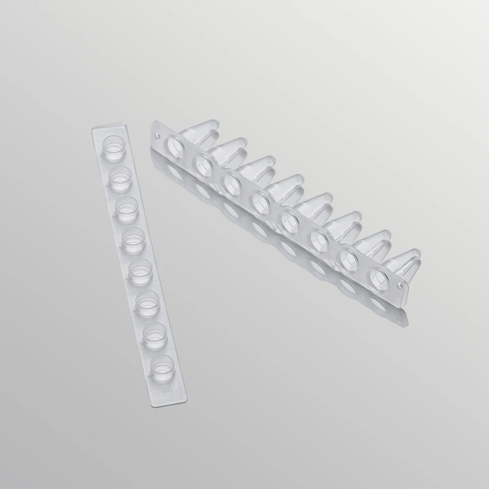 0.1ml Pcr 8 Strips Tube Lab Fluorescence Quantitative PCR Tube Strip 125pcs PP Centrifuge With Cover Medical Supplies