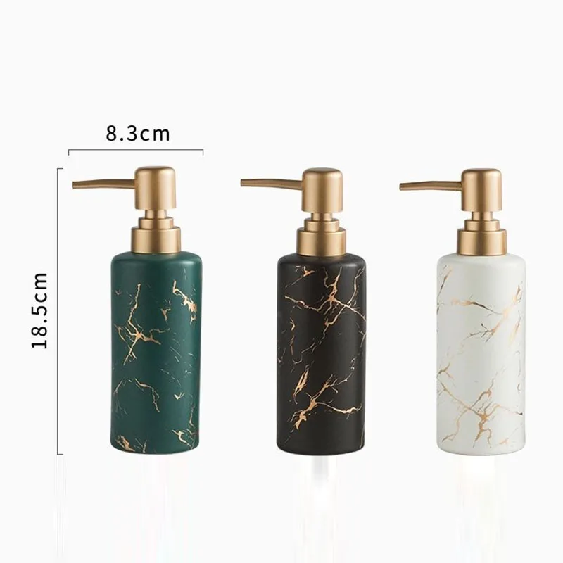 Luxury Gold Plated Marbled Ceramic Lotion Bottle Portable Soap Dispenser Bathroom Accessories Press Shampoo Moisture Pack Bottle images - 6
