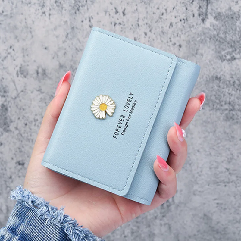 2021 New Women Wallet short Daisy Small Three-fold Handmade Multi-card Card Holder Coin Purse Luxury Designer | Багаж и сумки