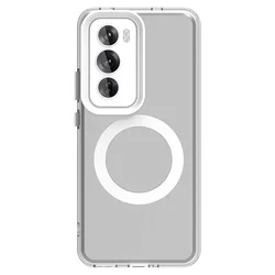 Transparent Matte Wireless Charging Protector Case with Magnetic Armor Back Cover for Reno 12F 4G (White)