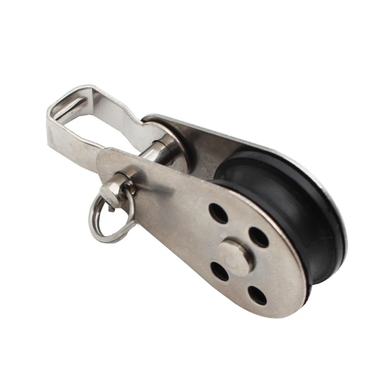 5pcs Stainless Steel Pulley Block Hanging Wire Towing Wheel Lifting Rope for Crane Marine Sailing Yacht Ship 4
