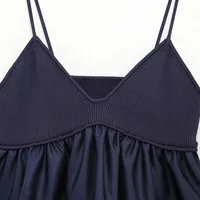 MUJER Blue Crop Top Women Ruffle Knitted Camis Top Woman Off Shoulder Corset Top Female Streetwear Backless Women's tube top - Image 4