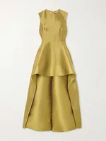 Missuoo 2025 New Women's Evening Dress Jumpsuit Round Neck Sleeveless A-line Wide Leg Pants Suit Solid Layered Falbala Jump Suit - Image 3