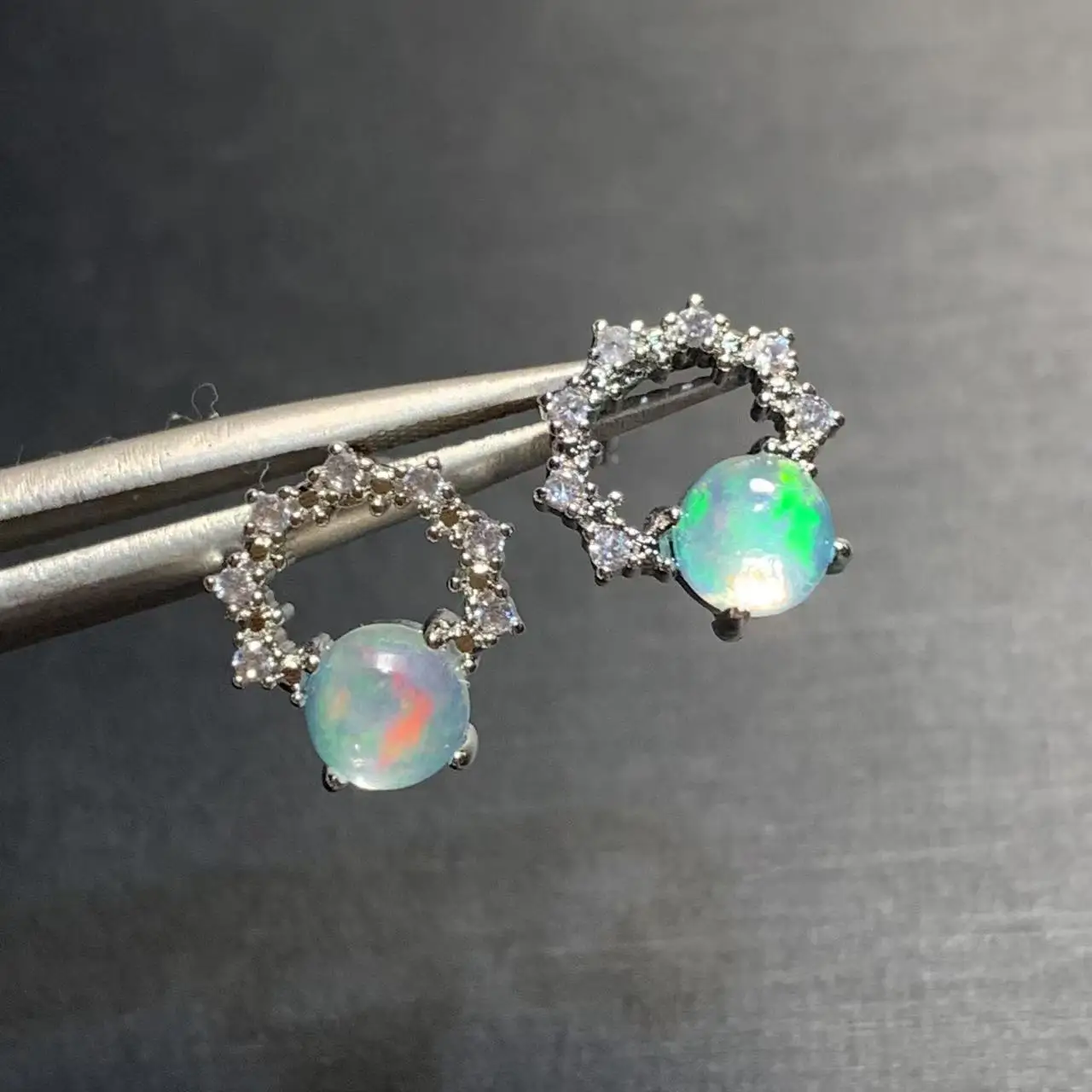 Oval 3*3MM Natural Opal Stud Earrings For Women 925 Sterling Silver Vintage Femme Gift Fine Jewelry Stone