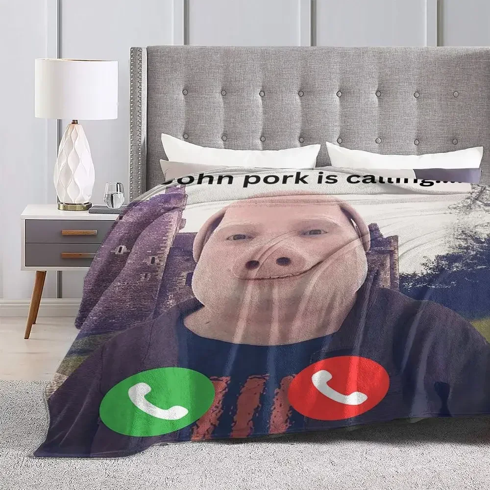 John Pork Is Calling Blankets Soft Warm Flannel Throw Blanket Cover for Bed Living room Picnic Travel Home Couch 4