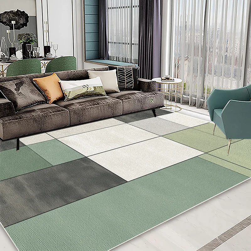 Simple Green Carpets for Living Room Decoration Hong Sofa Area Non-slip Floor Mat Light Luxury Bedroom Cloakroom Rugs Washable 2