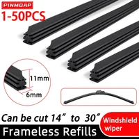 1/2/10/50pcs Car Wiper Natural Rubber Strip Wiper Filler Strip Replacement Parts Accessory 14"16"17"18"19"20"21"22"24"26"28"30" 1