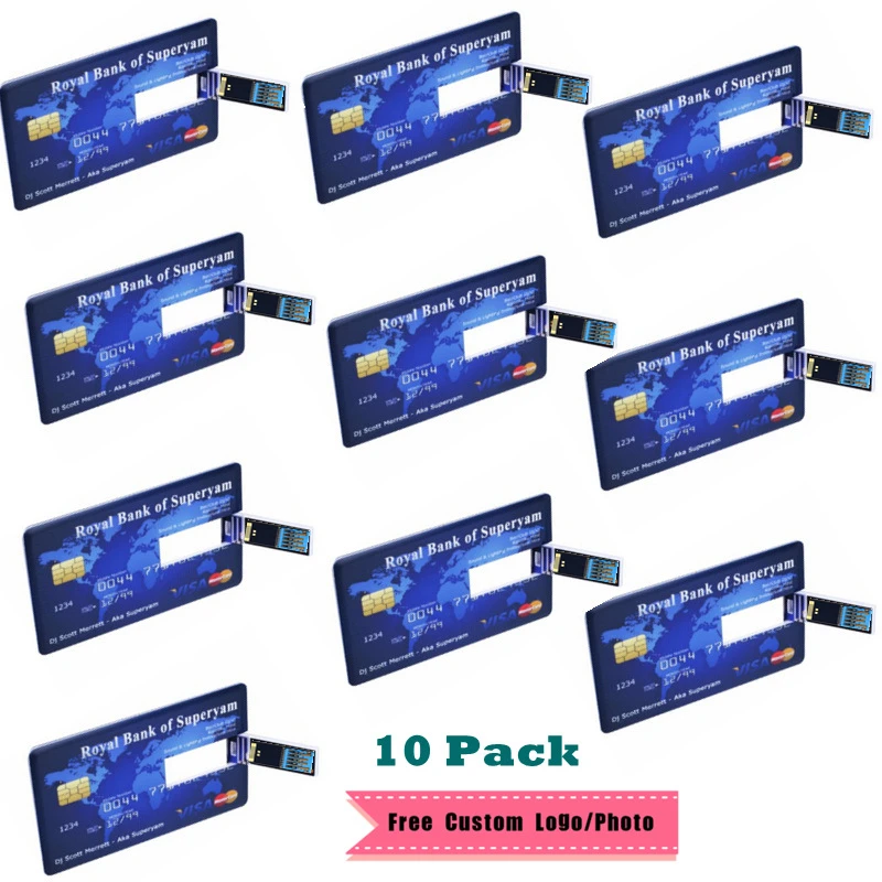 

10PCS/LOT Hot Both side Full Printing Bank Card Driver Business Credit CARD USB3.0 Flash Drive With Customized Logo 4GB 8GB