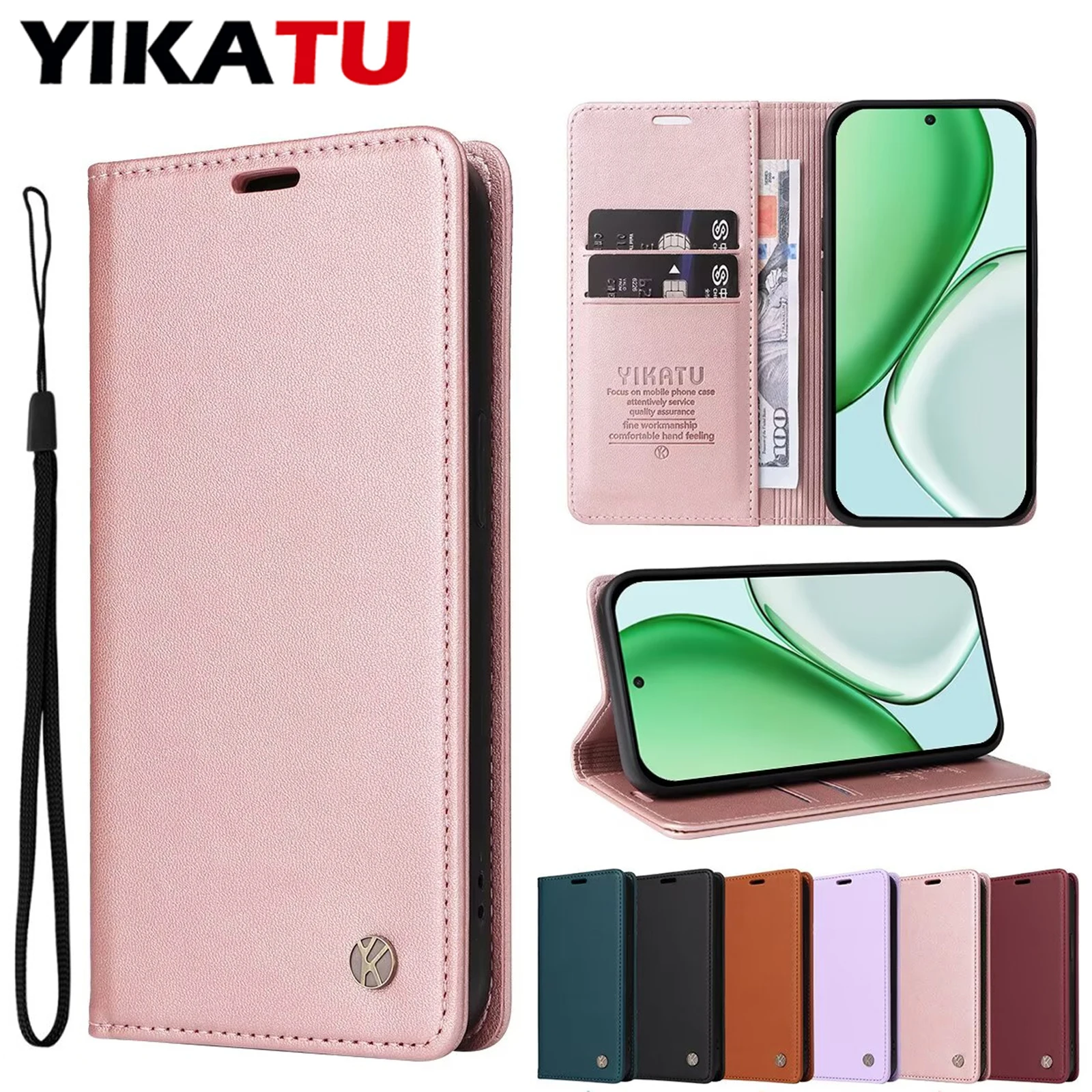 Leather Flip Wallet Phone Case with Card Slots